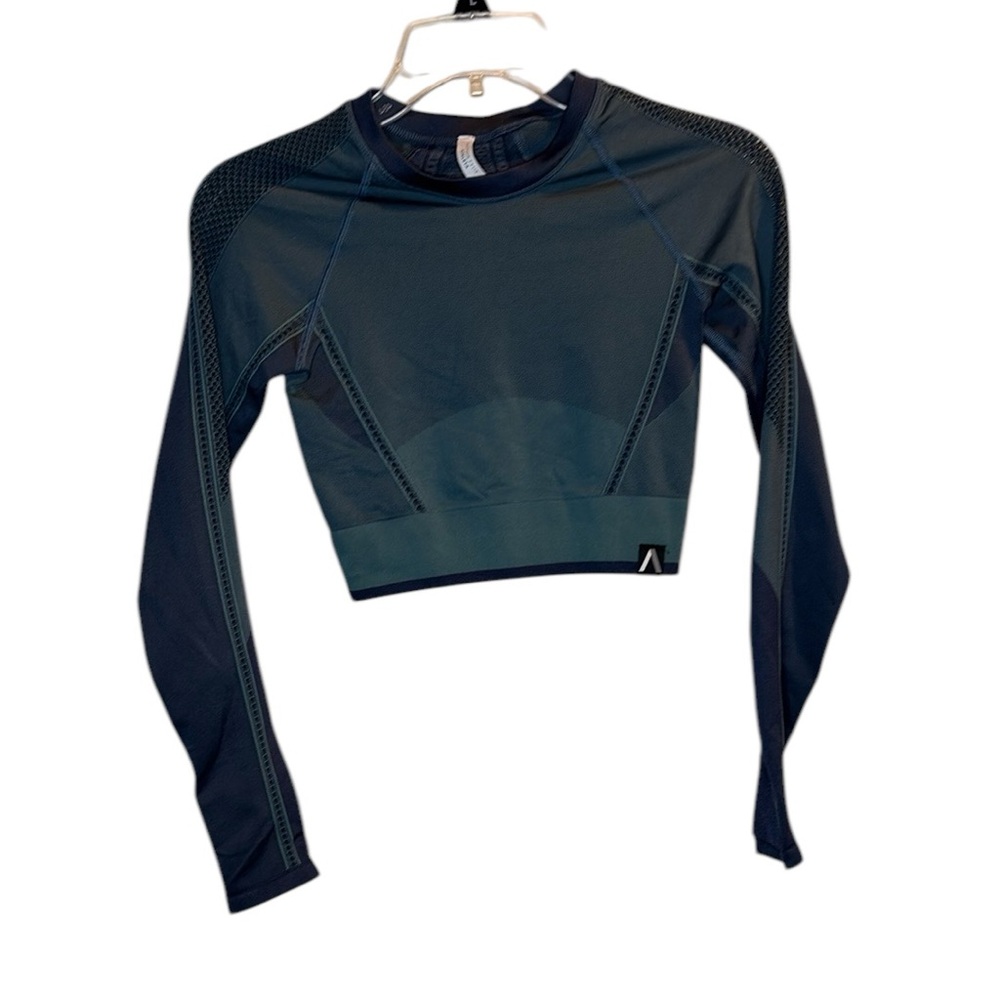 Allison Felix Athleta Yoga Long Sleeve Crop Top - Dark Teal XS